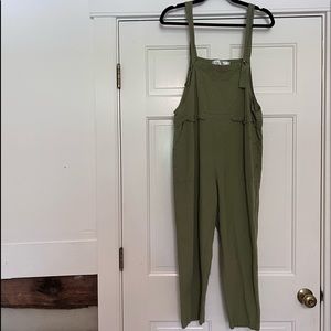 Green Overall Linen Jumpsuit